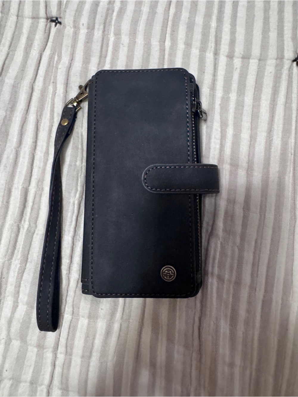 Black Wallet-Style Phone Case with Wrist Strap iPhone 12 Pro